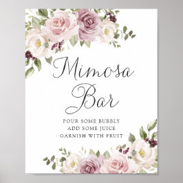 Póster Floral Mauve Rubor Elegant Wedant Mimosa Bar