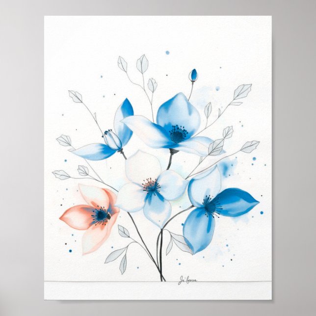 Póster Floral Minimalist Abstract Line Art Poster (Frente)