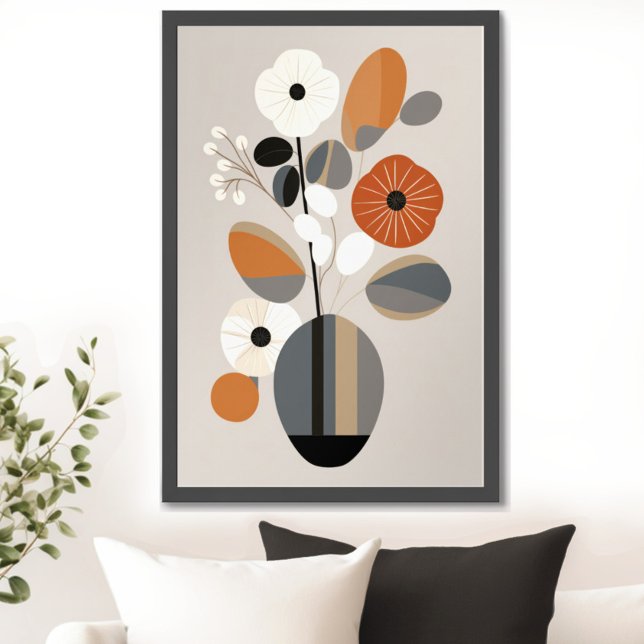 Póster Floral moderna de mediados de siglo (Transform your space with the timeless beauty of mid century modern floral art print. )