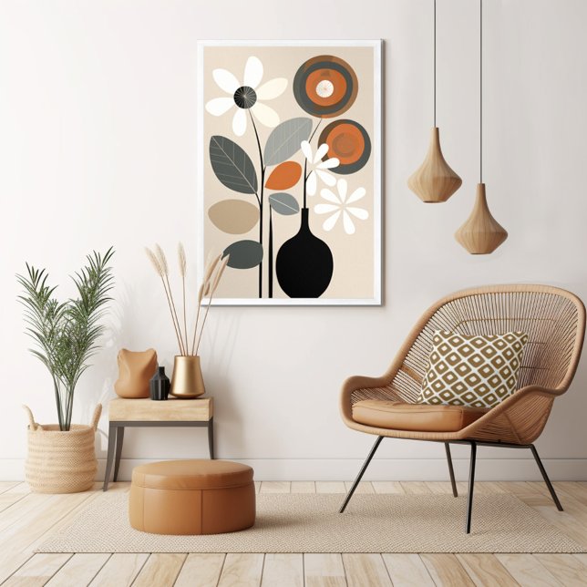 Póster Floral moderna de mediados de siglo (Unleash your inner art enthusiast with Wild on Flowers gallery quality Giclee print artwork poster. )