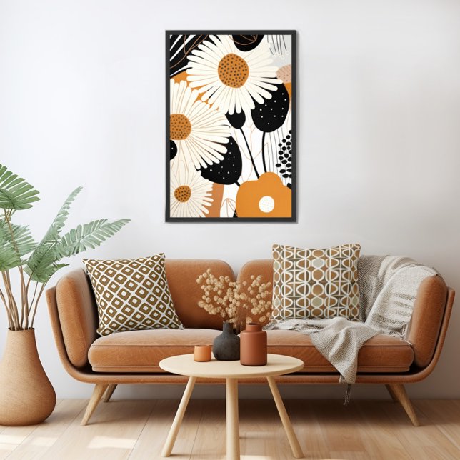 Póster Floral moderna de mediados de siglo (Unleash your inner art enthusiast with Wild on Flowers gallery quality Giclee print artwork poster. )