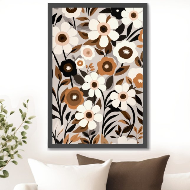 Póster Floral moderna de mediados de siglo (Transform your space with the timeless beauty of mid century modern floral art print. )