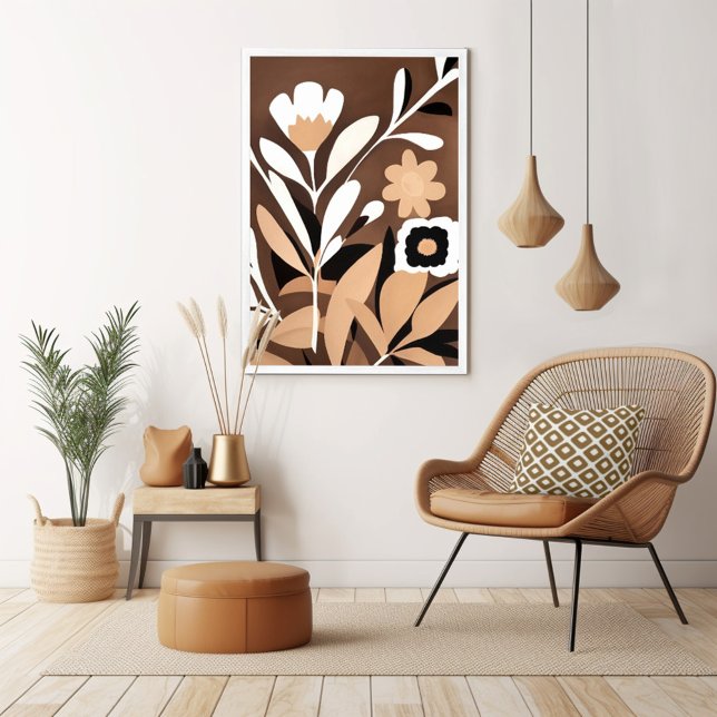 Póster Floral moderna de mediados de siglo (Unleash your inner art enthusiast with Wild on Flowers gallery quality Giclee print artwork poster. )