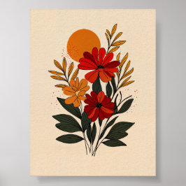 Póster floral modernista de mediados de siglo | Bo