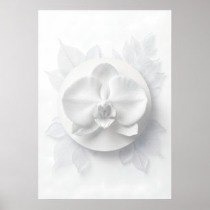 Póster floral monocromo minimalista de orquídea bl