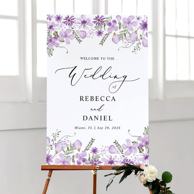 Póster Floral morada moderna bienvenida a nuestro Poster  (Subido por el creador)