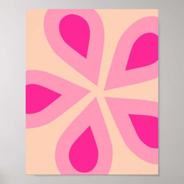 Póster Floral naranja Y Rosa (Frente)