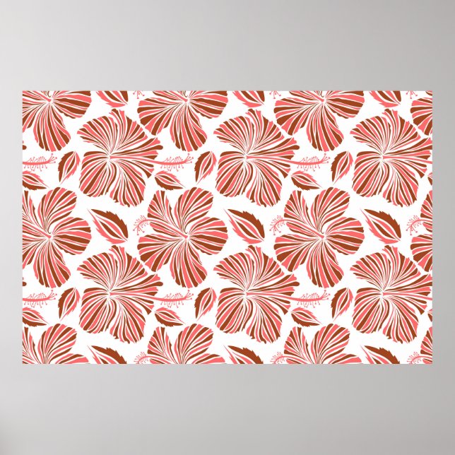 Póster Floral natural tropical hawaiana de colores marron (Frente)