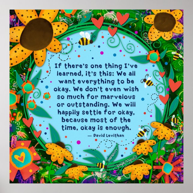 Póster Floral Ok es suficiente cita Inspiradora (Frente)