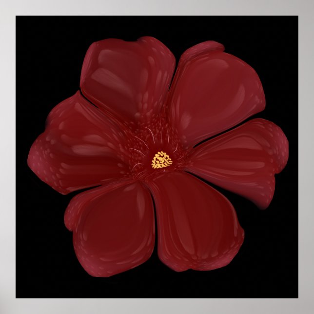 Póster Floral Oscuro Botánico Profundo Carmesí Malhumorad (Frente)
