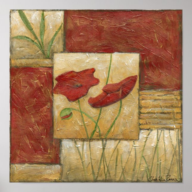 Póster Floral Painting with Visible Brush Strokes (Frente)