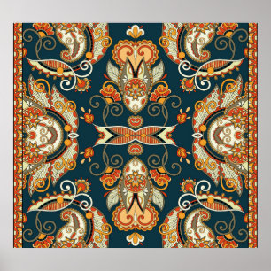 Póster Floral Paisley Bandanna: Ornamento Tradicional
