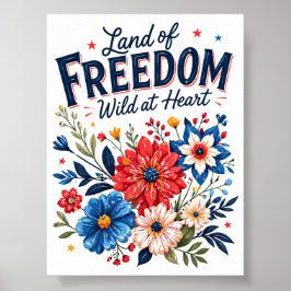 Póster Floral Patriótico de Libertad Decoración de