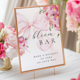 Póster Floral Pink Bow Bouqet Bar