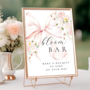 Póster Floral Pink Bow Bouqet Bar
