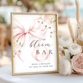 Póster Floral Pink Bow Bouqet Bar