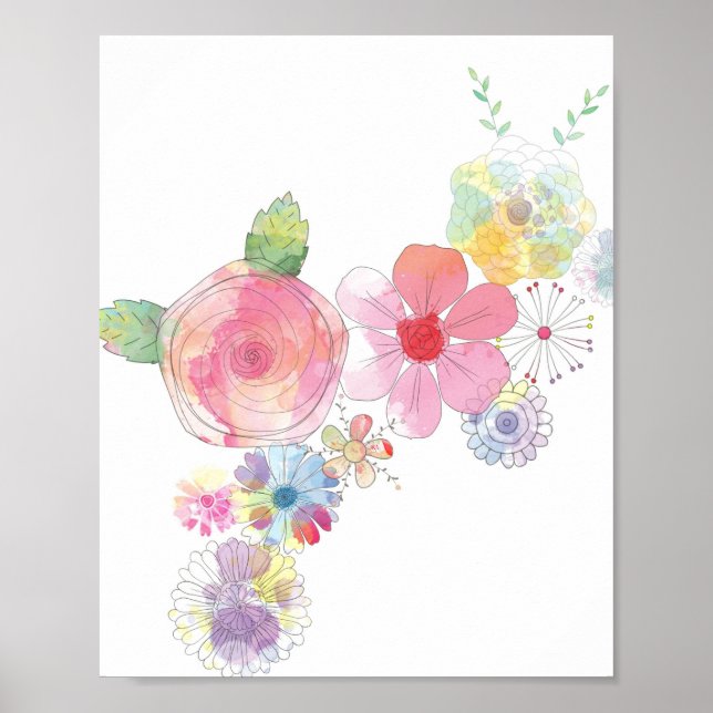 Póster floral pintura abstracta floral (Frente)