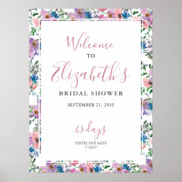 Póster Floral Purple Rubor Bridal Shower Welcome Sign