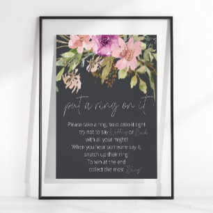 Póster Floral Púrpura Rosa Polvorienta En El Juego