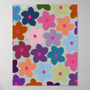 Póster Floral retro colorida