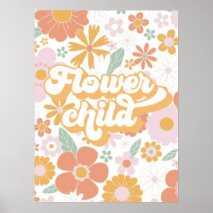 Póster floral Retro Flower Child
