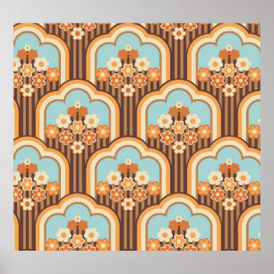 Póster Floral Retro: Resurgimiento del fondo de escritori