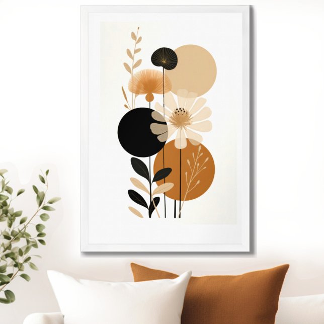 Póster Floral retro vintage (Transform your space with the timeless beauty of mid century modern floral art print. )