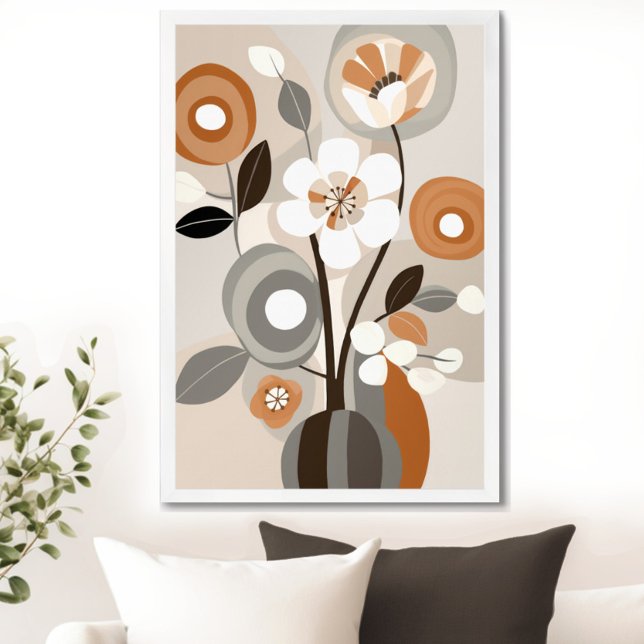Póster Floral retro vintage (Transform your space with the timeless beauty of mid century modern floral art print. )