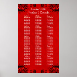 Póster Floral Rojo Gótico 15 Tablas Bodas Cuadros De Asie