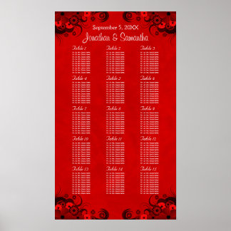 Póster Floral Rojo Gótico 15 Tablas Bodas Cuadros De Asie