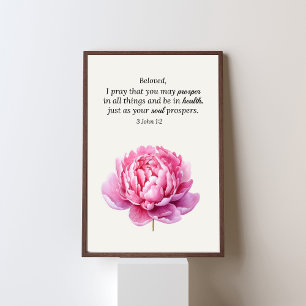 Póster Floral rosa 3 Juan 1:2 Escritura Cristiana