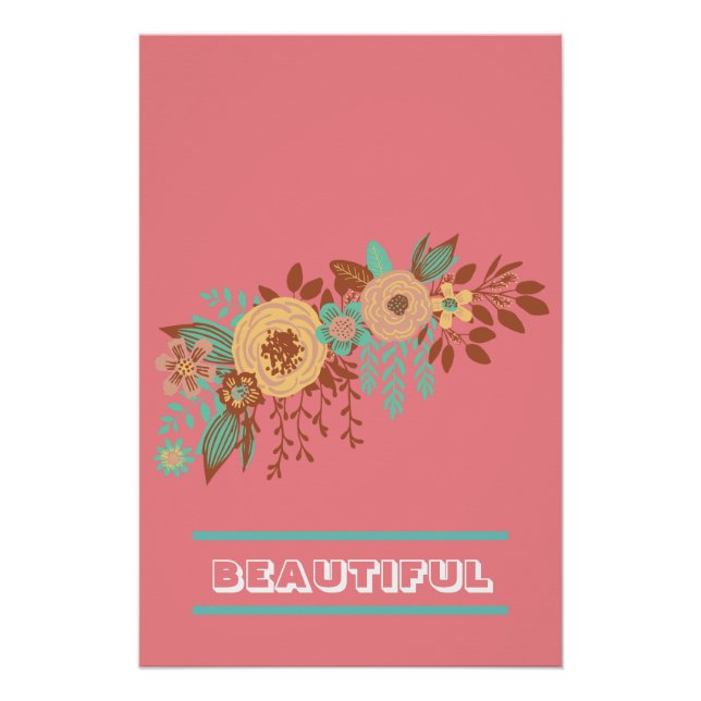 Póster  Floral Rosa Boho Moderno  (Anverso)