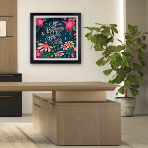 Póster Floral rosa bonito no compares cita inspiradora