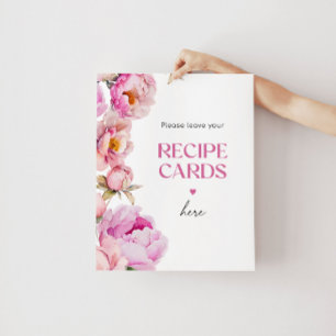 Póster Floral rosa brillante deje su receta aquí