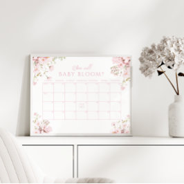 Póster Floral rosa cuando el bebé Bloom Callendar