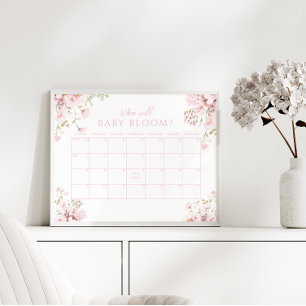 Póster Floral rosa cuando el bebé Bloom Callendar