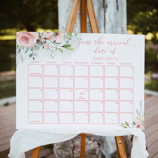 Póster Floral rosa de Rubor Adivina el calendario de fech (Subido por el creador)