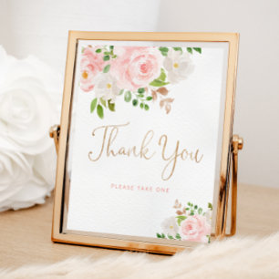 Póster Floral rosa de Rubor Gracias