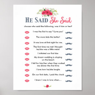 Póster Floral Rosa Dijo Que Dijo Juego
