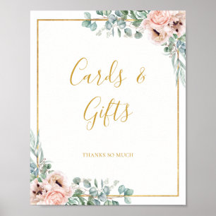 Póster Floral Rosa Elegante   Letrero de Tarjetas y Regal