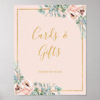 Floral Rosa Elegante | Letrero de Tarjetas y Regal