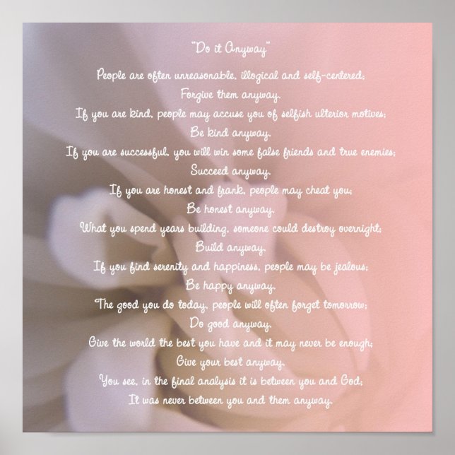 Póster Floral rosa, hazlo de todos modos (Frente)