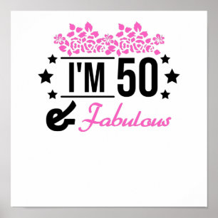Póster floral rosa im 70 años y fabuloso