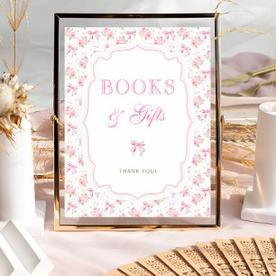 Póster Floral rosa inunda libros de amor y regalos