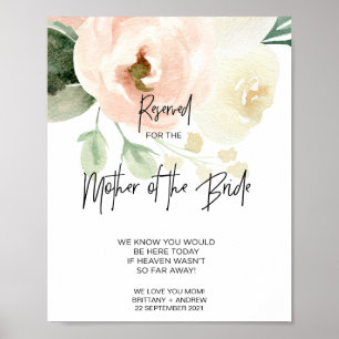 Póster Floral rosa reservada para la madre de la novia Bo