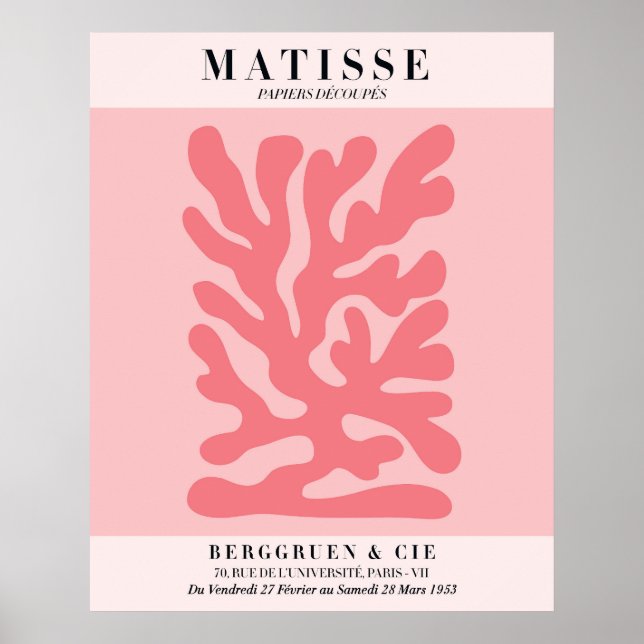 Póster floral rosa sonrojado | Arte de pared estil (Frente)