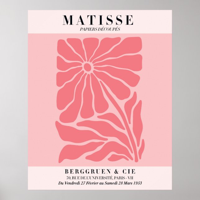 Póster floral rosa sonrojado | Arte de pared estil (Frente)