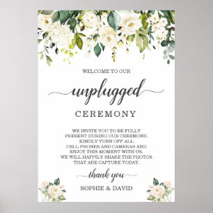 Póster Floral Rubor blanco Rótulo de ceremonia Boda desen