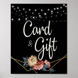 Póster Floral Rustic Magnolia String Lights Cards & Gifts