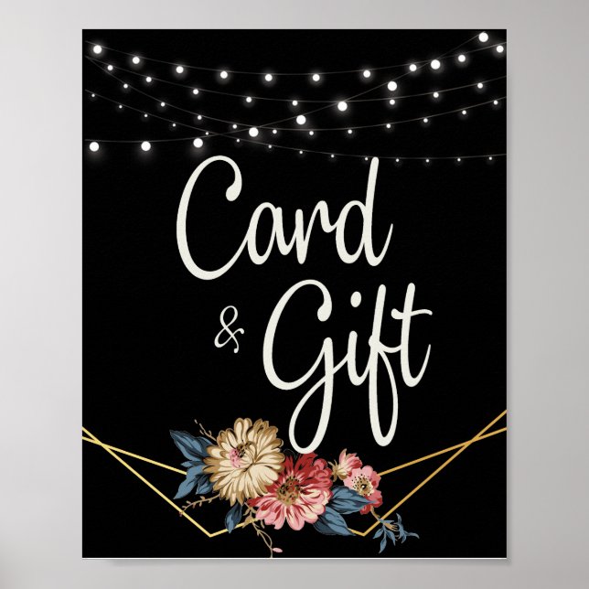 Póster Floral Rustic Magnolia String Lights Cards & Gifts (Frente)